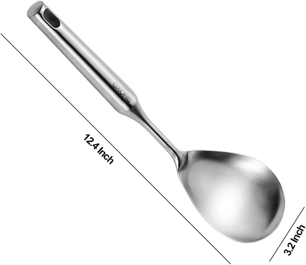 Cooking Spoon,304 Stainless Steel Large Serving Spoons,Silver/12.6Inch - Image 2